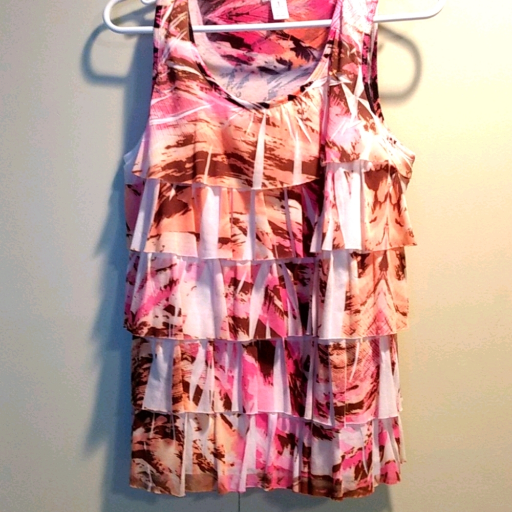 Chicos Ruffled Orange Sleeveless Tank top